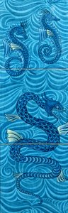 Tiles with sea-horses and a sea-serpent